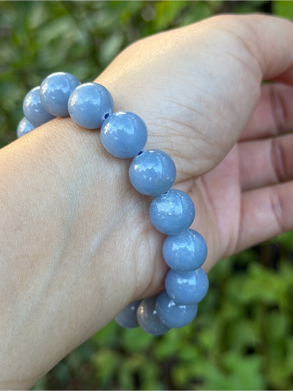 12mm stretchable blue angelite bracelet 1885 - Picture 6 of 9